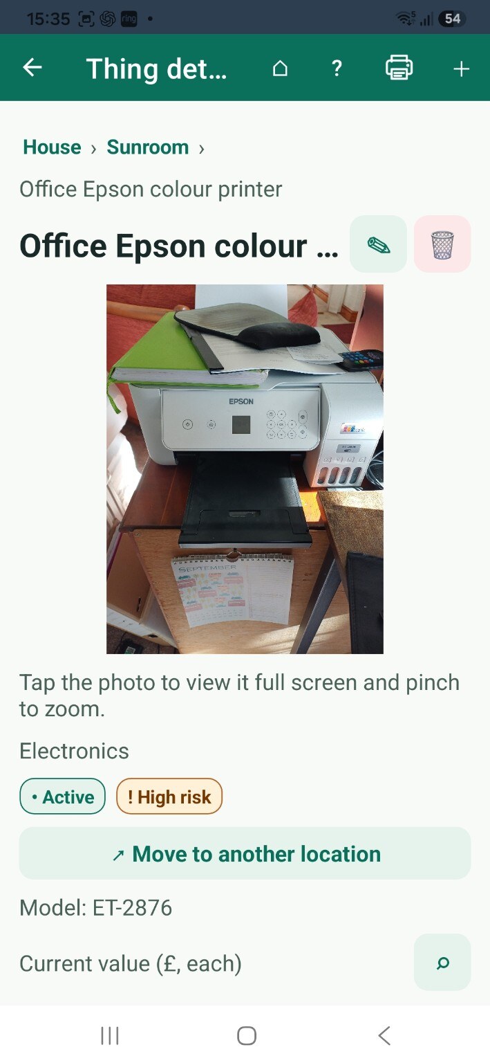 ThingzSafe android thing details screen